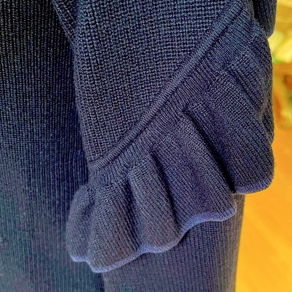 Tory Burch Ashley Navy Ruffled Sleeve Sweater Dress - Picture 12 of 16
